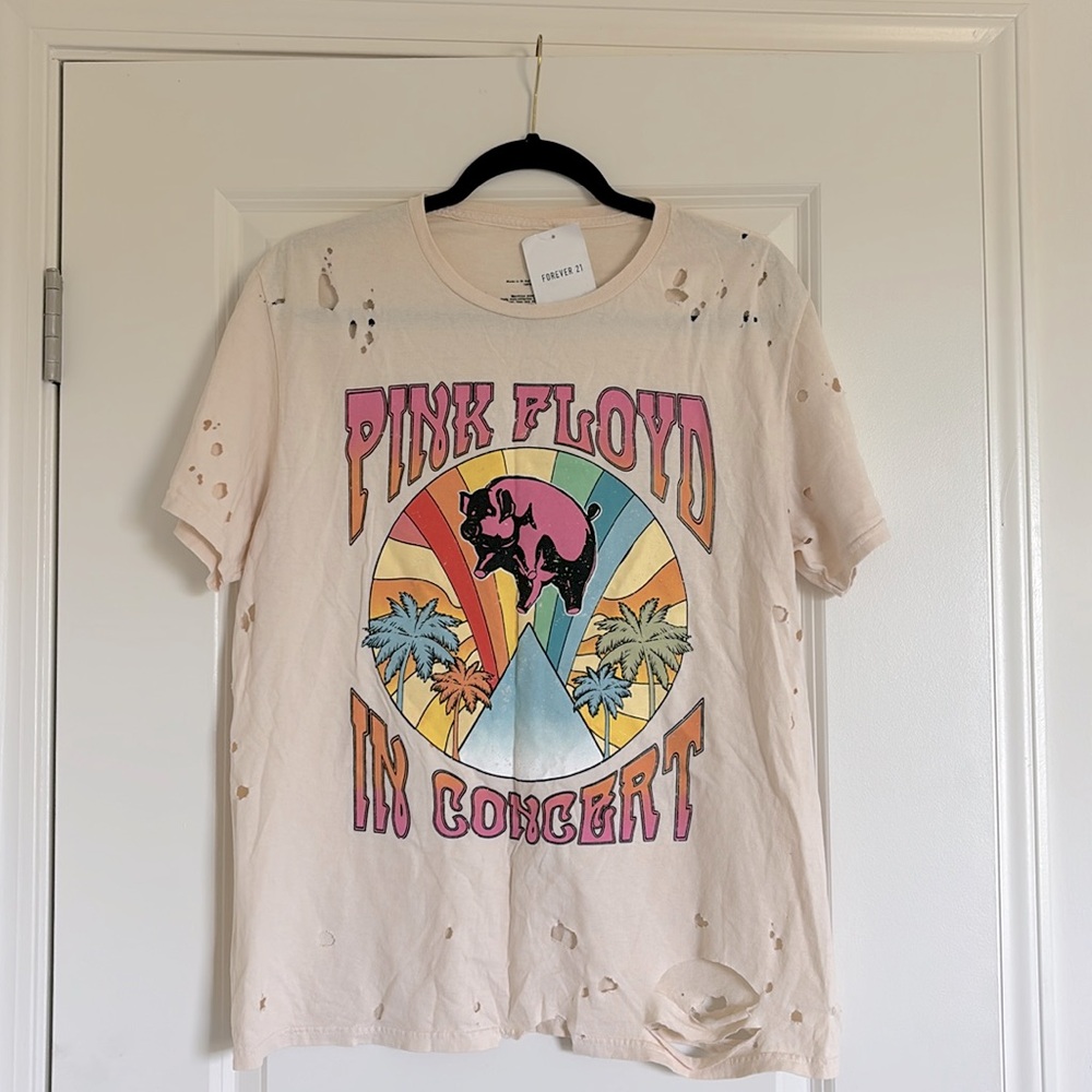 Forever21 Pink Floyd Oversized Distressed T-shirt